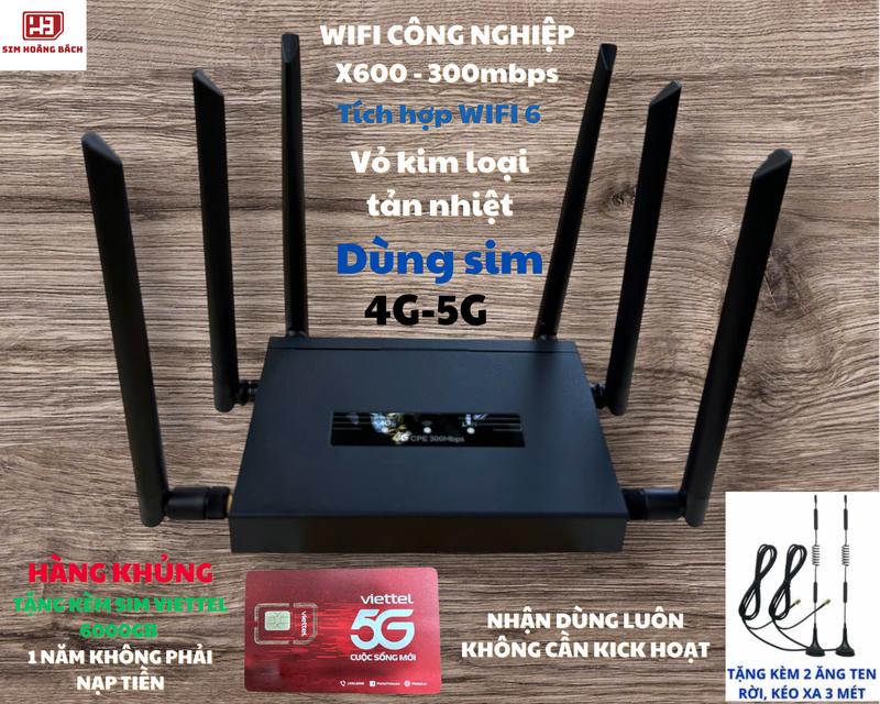    KÈM SIM KHỦNG VIETTEL 12T5g125 - 6000GB DÙNG CẢ NĂM   Bộ Phát Wifi 6   X600   hàng Công Nghiệp Vỏ Kim Loại hợp kim nhôm tản nhiệt 6 Ăng Ten  Bảo Hành 12 tháng 