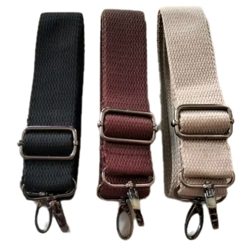 Tali Strap Tas Webbing Katun  dengan Aksesoris Black Nickel - Hitam