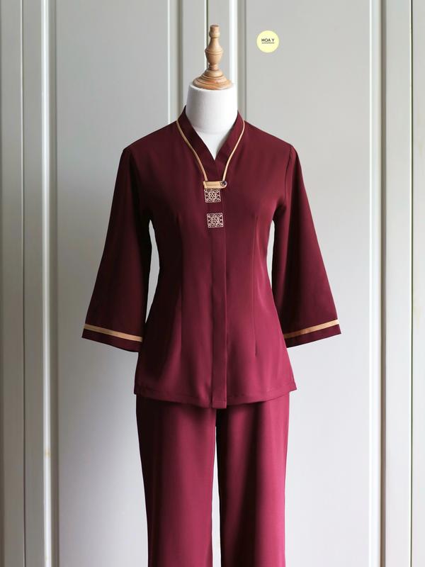  DL127 ĐỎ MẬT TÔNG  Họa Y Pháp Phục  Đồ Lam Đi Chùa  - Top Quần Áo Thời Trang Cho  Nữ - Chất phật tử lụa tuyết - bigSize S  - Trang Phục Truyền Thống trung niên cổ đỏ ánh Bộ bà ba tím thiết kế cao cấp tràng dài mặc  tết han 