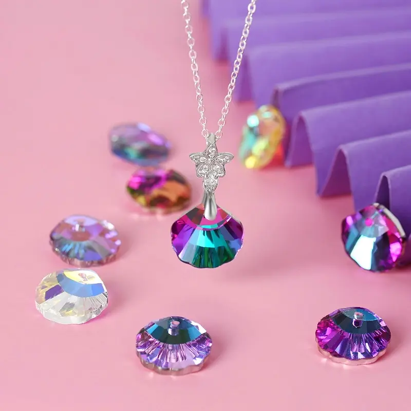 Charm Pha Lê Vỏ Sò, Hạt Trang Sức Rời 14Mm, Mặt Dây Chuyền Đá Quý Kim Cương Giả Thủy Tinh, Để Làm Trang Sức, Đồ Dùng Vòng Cổ Tự Làm, 12 Chiếc 4