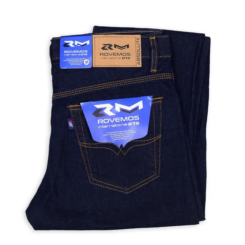 ROVEMOS Celana Jeans Panjang Denim Pria Standart Reguler Hitam