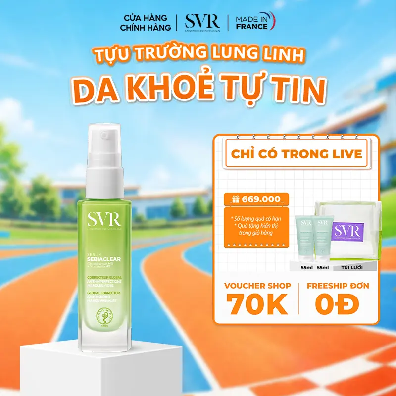 (CÓ QUÀ) Tinh chất giảm mụn mờ thâm, hỗ trợ làm mờ nếp nhăn SVR SEBIACLEAR SERUM 30ml