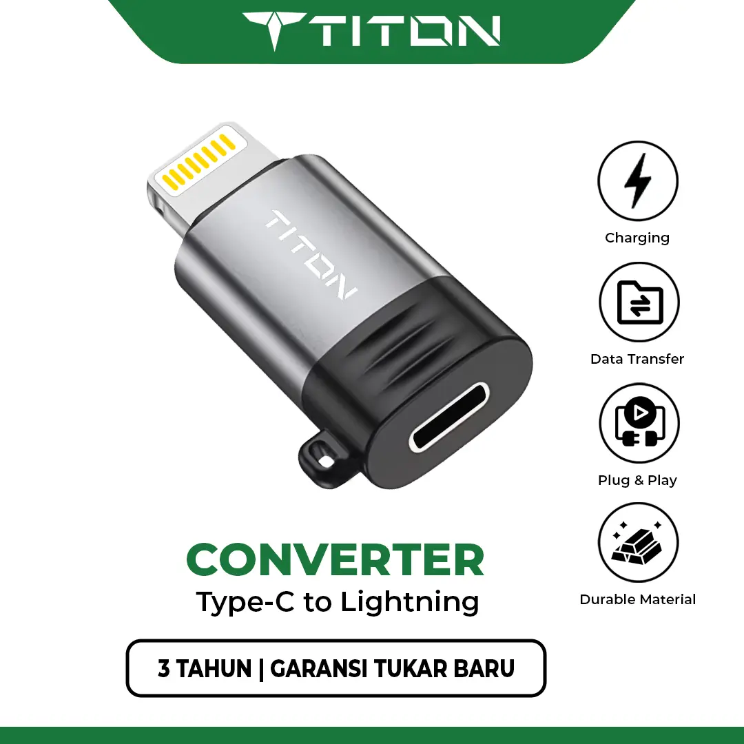 Titon Converter Type C to Lightning iPhone USB 2.0 Fast Charging Data Transfer Adapter OTG Connector