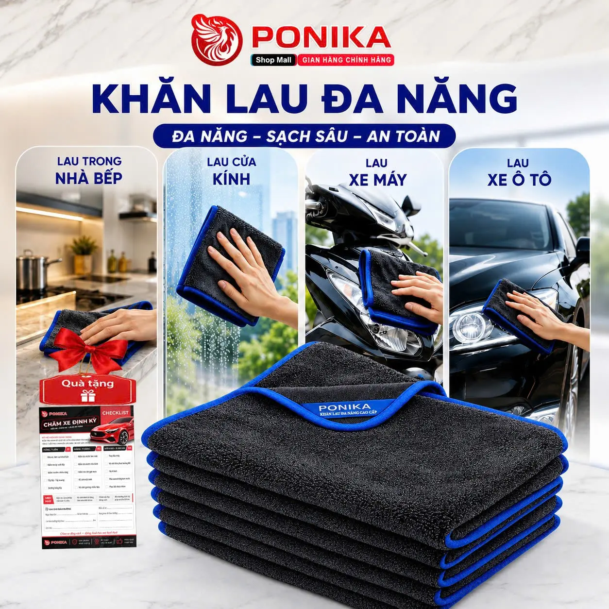 Khăn Superfine Fiber 650gsm - Siêu Thấm Hút - Khăn Lau Đa Năng Cao Cấp