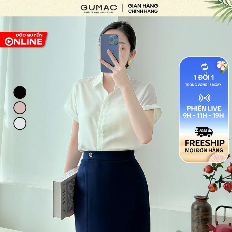 GUMAC - Áo sơ mi tay liền AE04036 Nữ Women Top Shirt Hồng