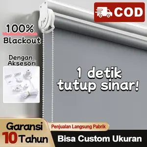 Gorden Tarik Gulung Blackout 100% Dangan Rel Atas Roller Blind Tirai Gulung Jendela Anti Peneduh Matahari Sinar Privasi Gorden 1 Set Lengkap Dengan Aksesori Ready Stock COD