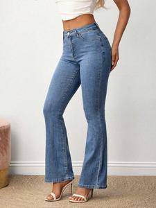 Vaqueros Acampanados Azul Gris Para Mujer Jeans cintura alta tela suave y elástica ideal para estilos casuales y versátiles Pantalones vaqueros ropa vaquera de mujer vaqueras mujer outfit