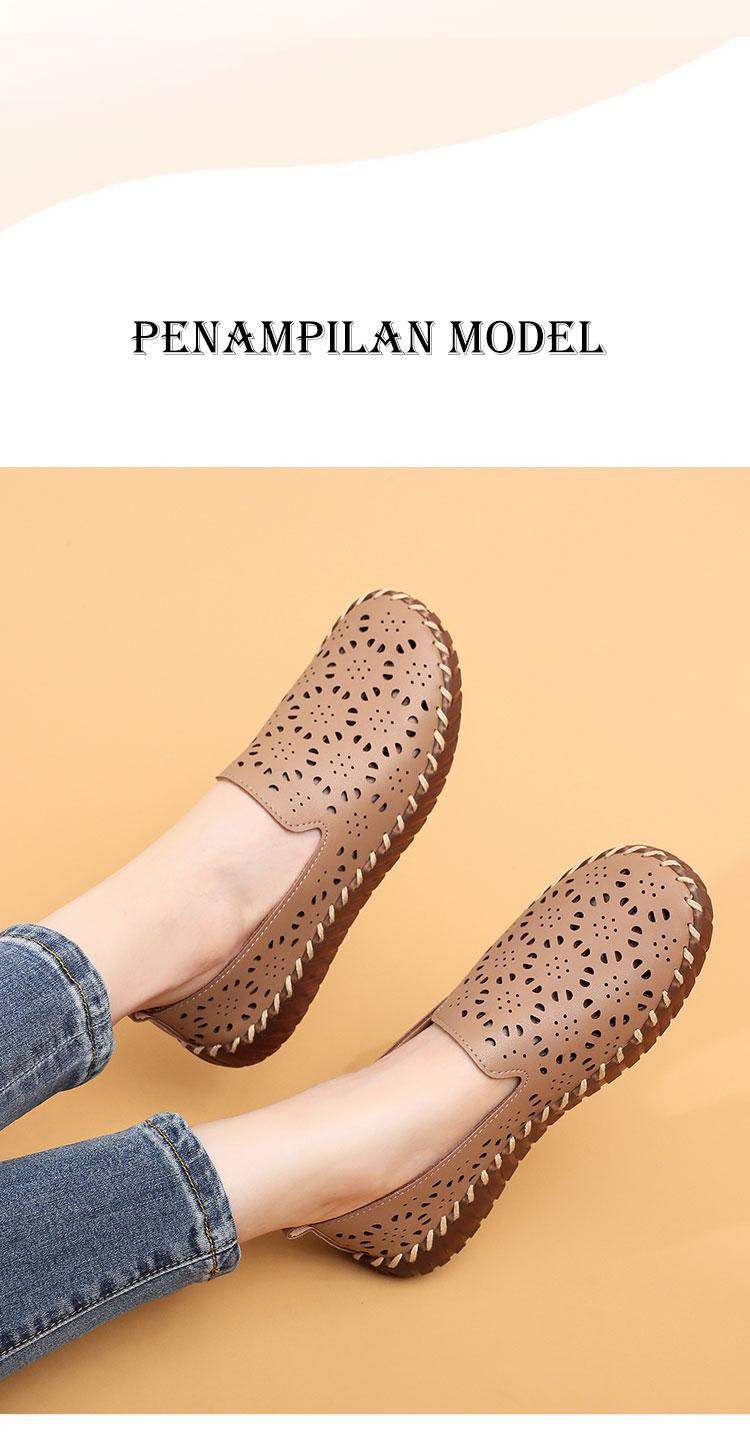 CXGK Sepatu Kasual Wanita Berlubang Stylish Nyaman Desain Modis Bahan Nyaman Versatil untuk Kantor Sekolah atau Acara Kasual