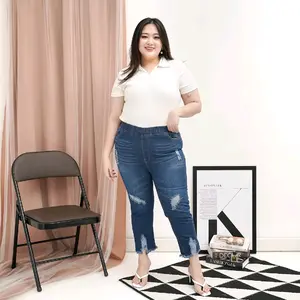 Celana Legging Jeans Fashion Wanita Sobek-Sobek Bio Blits Spray Size 28-42 - Skinny Karet Stretch