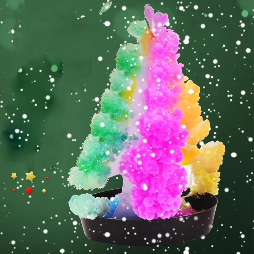 Pokok Krismas ajaib berwarna-warni untuk kanak-kanak, 1 keping, DIY, pokok kertas dengan kepingan salji berbunga, hiasan meja kanak-kanak