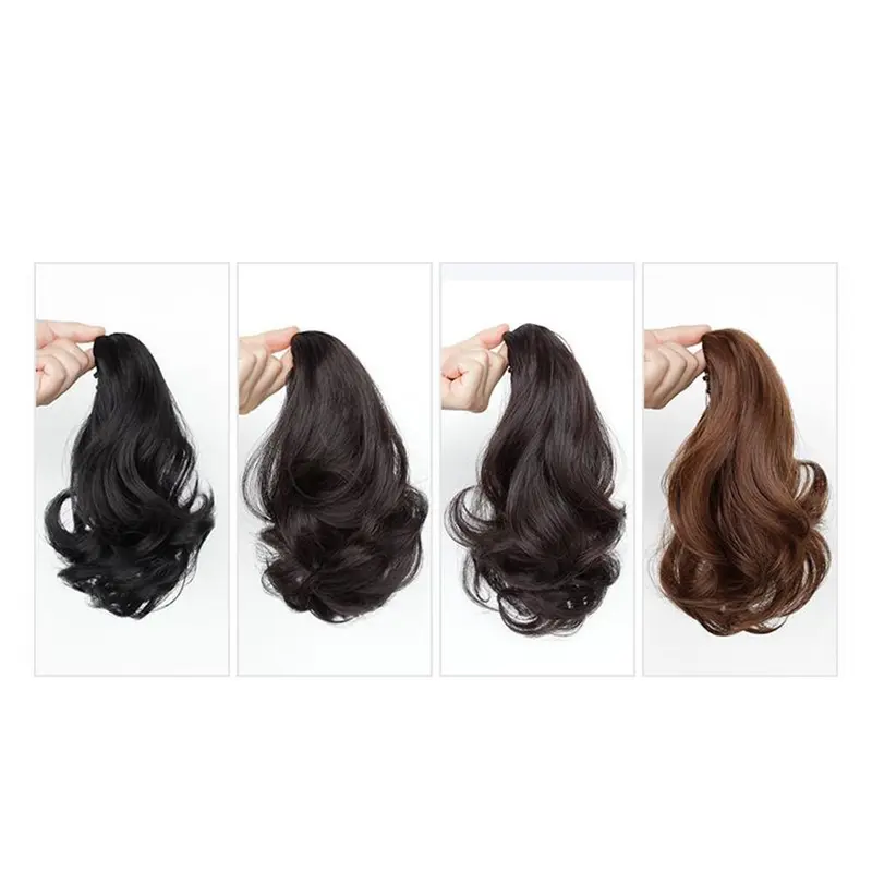 Tóc Giả Đuôi Ngựa Ngắn, Thời Trang, Dành Cho Nữ, Tóc Giả Gợn Sóng Lớn, Tóc Giả Xoăn Dài, Có Kẹp, Tóc Đuôi Ngựa Giả 2