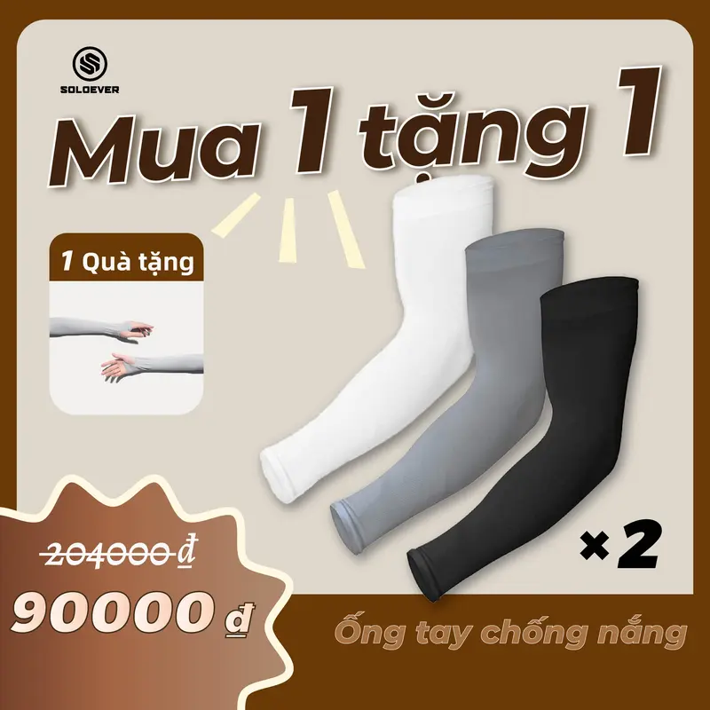 【2 Đôi】 Tay Áo Chống Nắng Chống Tia UV UPF50+ - Tay chống nắng đa - Dùng Ngoài Trời - Soloever Hàn Quốc - Unisex - Bao Tay - Phù Hợp Đạp Xe 0