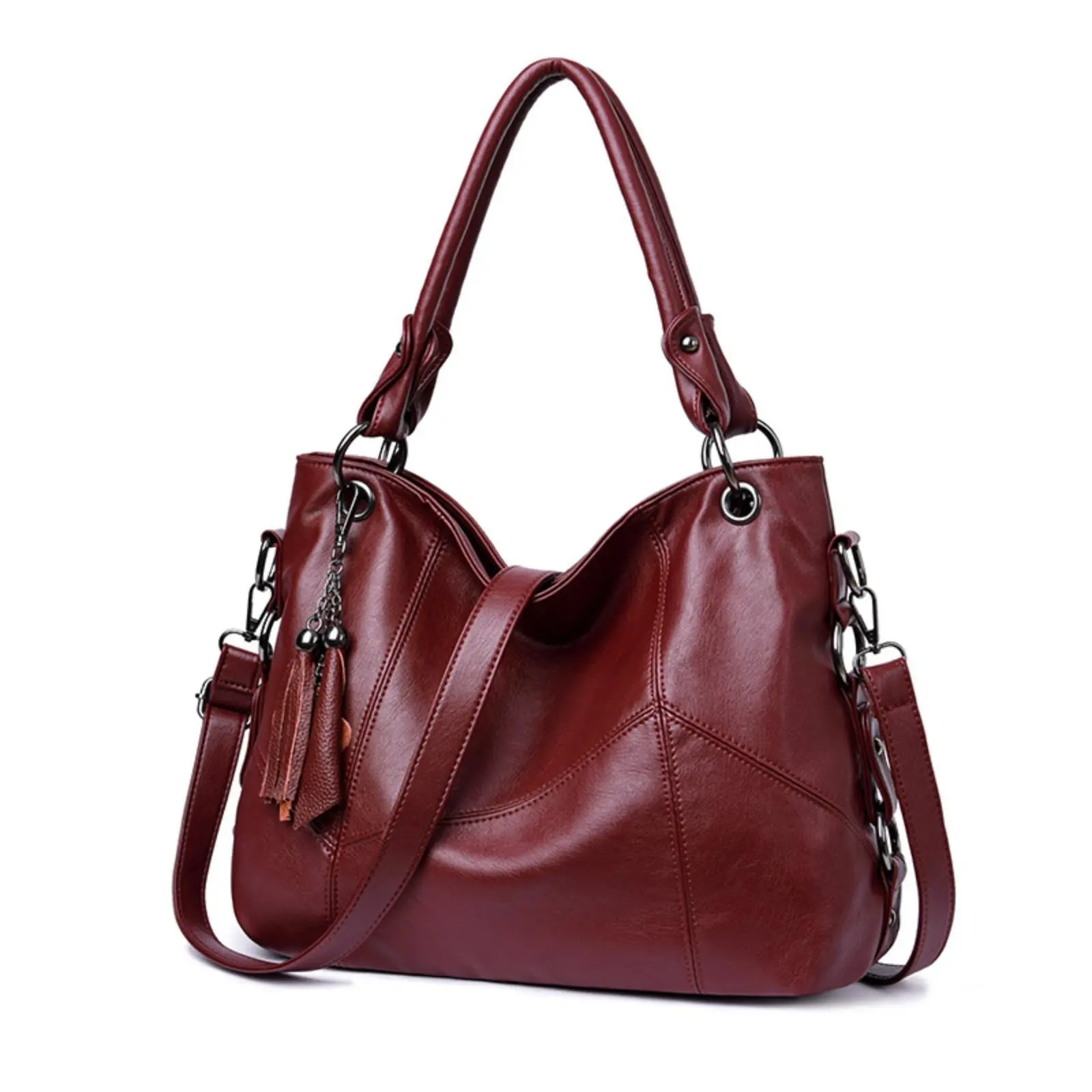 【COD】11.11 Promo Guncang Tas Wanita Tas Tangan Baru Tas Rumbai Kulit Lembut Tas Besar Tas Bahu Selempang Modis tas coklat tua Elegant Brown tas dompet selempang