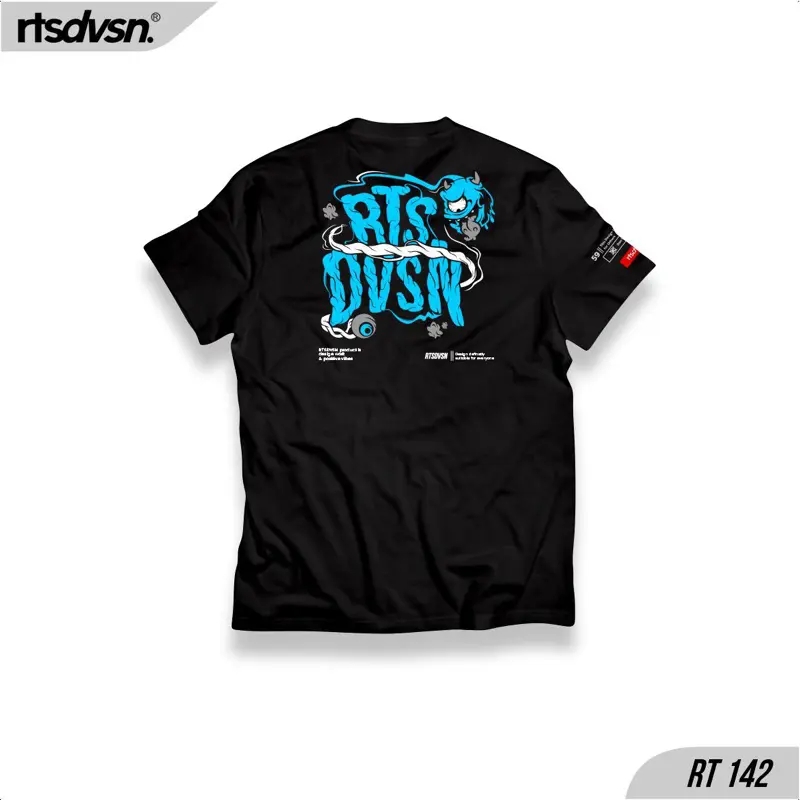 T-SHIRT RTSDVSN 142 | LENGAN PENDEK MOTIF ROOT Abu Biru Hitam