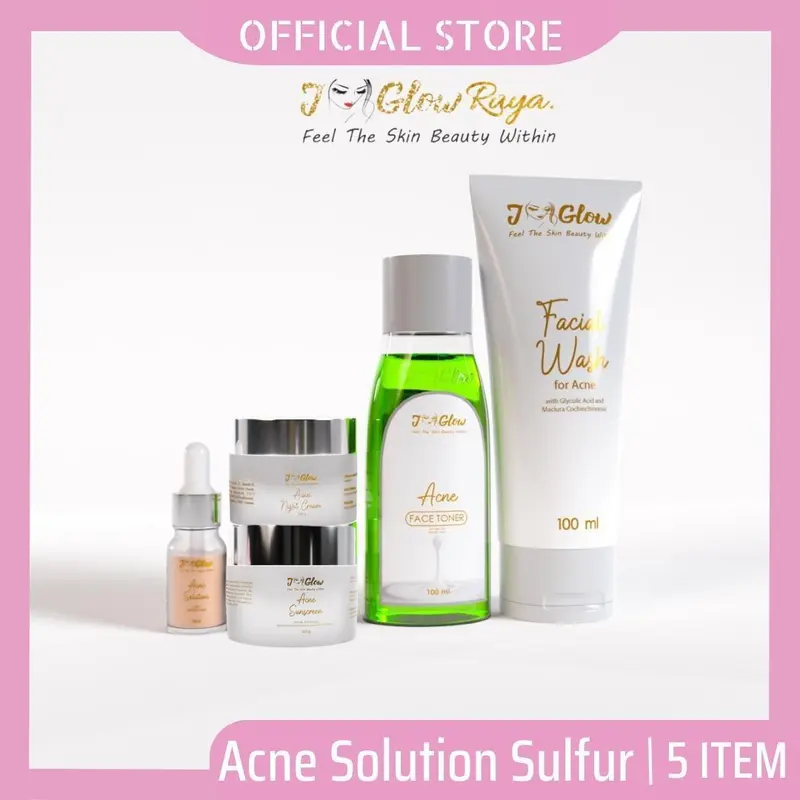 Jglow Skincare Paket Extra Acne Sulfur Whitening Perawatan Pembersih Wajah Jerawat Berjerawat Berminyak  Pencerah  Muka Hitam 6
