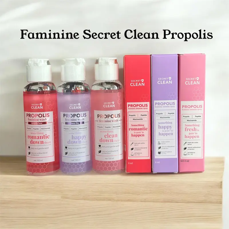 SECRET CLEAN PROPOLIS FAMININE WASH & SPRAY Feminine Perawatan Pencerah Kewanitaan Perfume Hygiene  Wanita  Manjakani Acid Extract Niacinamide Keputihan 1