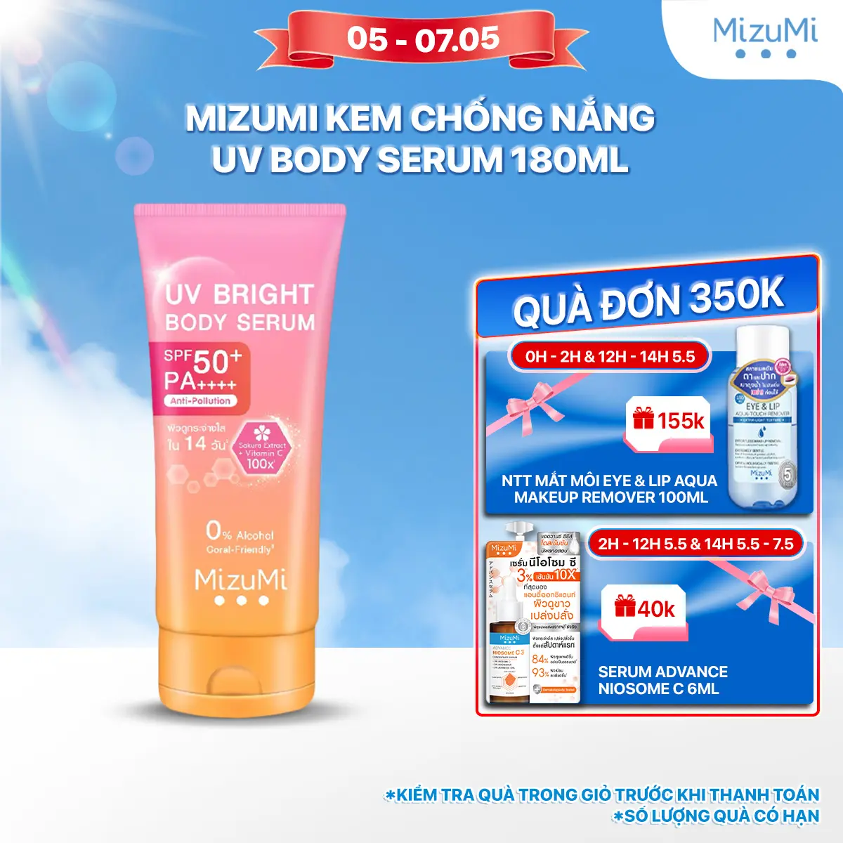 MizuMi Kem chống nắng hương hoa UV Body Serum 180 ml
