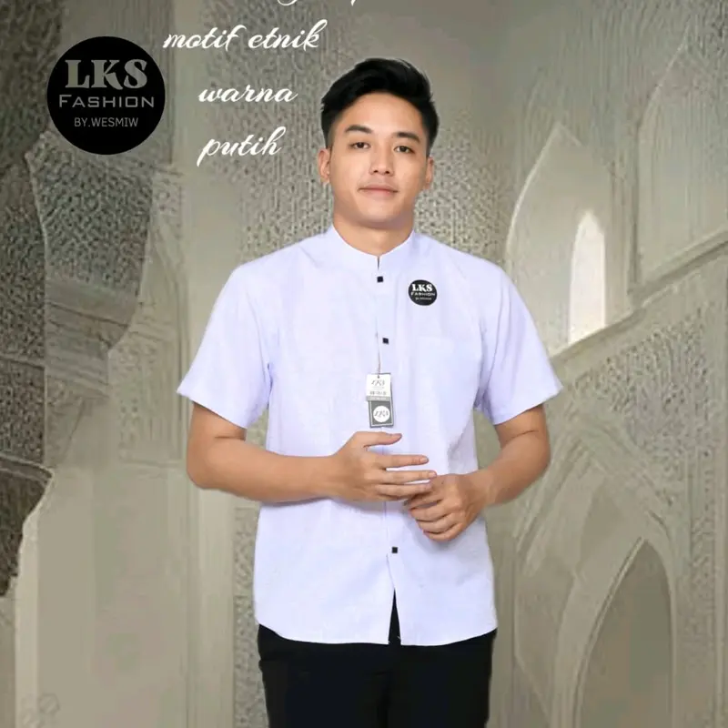 Kemko sultan atau  Koko tangan pendek  Atasan Pria Dewasa motif etnik depan kancing vareasi bahan  Katun embos berkualitas terbaik Nyaman di pakai Baju Hitam 6