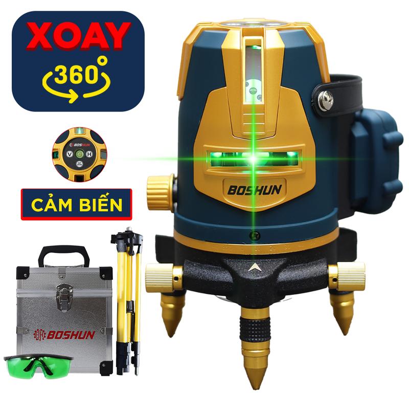 Xoay 360 Độ Máy Cân Bằng Laser 5 Tia Xanh Boshun BS-LS05X - 2 Pin 6000mAh 8000mAh - Đèn Led Siêu Sáng - Bảo Hành Chính Hãng 6 Tháng