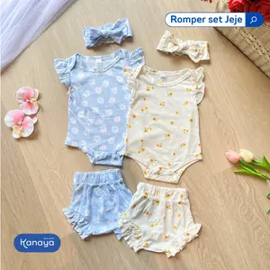 SETELAN BAYI JEJE by LITTLE KODA ROMPER BAYI INCLUDE HEADBAND 3 IN 1 SET 3-15 BULAN