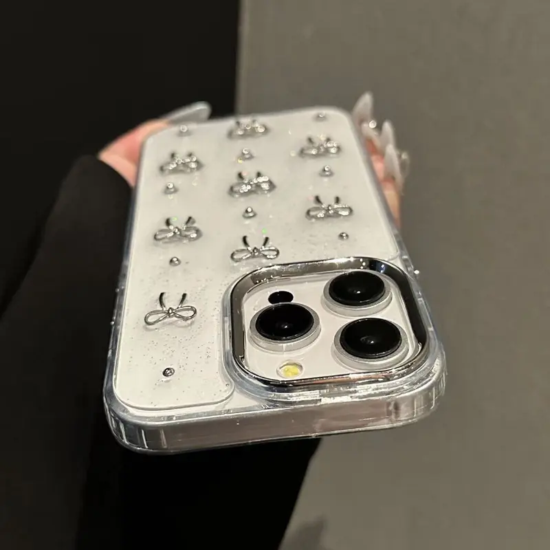 [LC] 3D Ribbon Coquette Clear Glitter Casing Cute Case For IPH*NE 7 8 PLUS X XS MAX XR 11 12 13 14 15 PRO PLUS PRO MAX - IP136 1