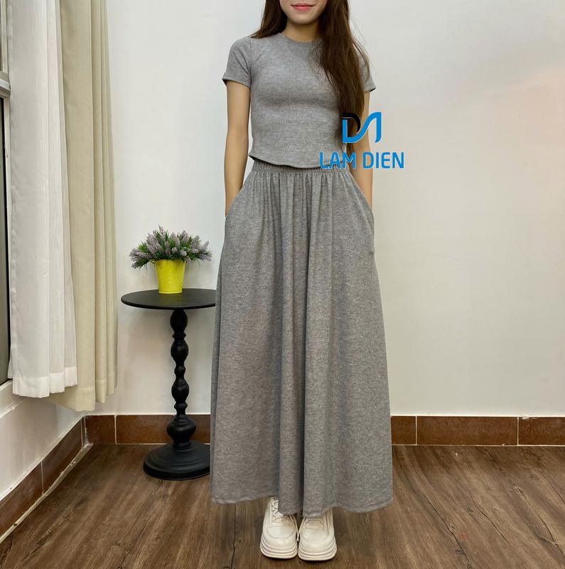 THU ĐÔNG DEAL MỞ BÁN, SET BỘ CHÂN VÁY CÓ TÚI SƯỜN VÀ ÁO VẠT BẦU CHẤT LIỆU VẢI UMI MỀM MẠI - LAMDIENSTORE