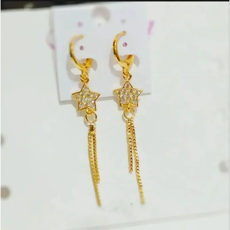 Anting Jurai bintang titanium gold perhiasan wanita anti karat Elegan 0