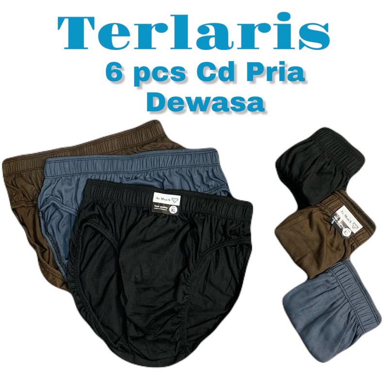 6 Pcs Celana Dalam Pria Dewasa AssMan's Warna Gelap Bahan Katun Cowok 0