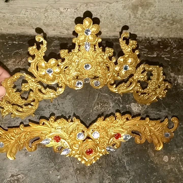 satu set kening dan sanggul siger mahkota aksesoris pengantin Elegan Hiasan 9