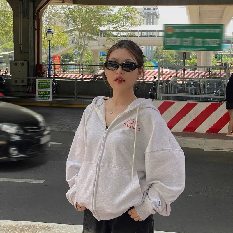 Áo Hoodie Zip Teezo Icon Form Boxy/Gray White- TEEZO.CLUB 6