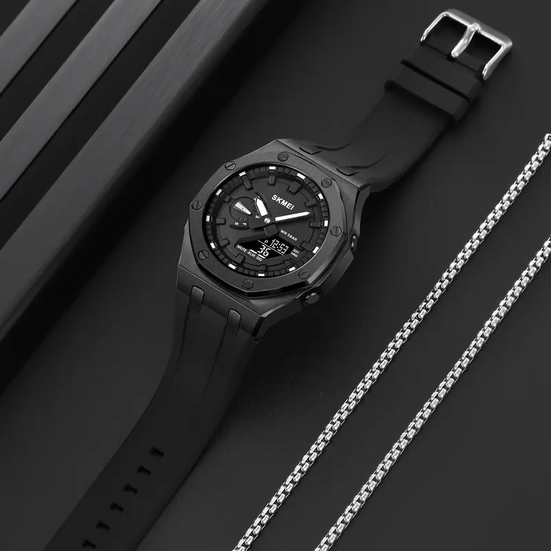 Jam Tangan Pria Analog-Digital World Time Tahan air SKMEI 2243 8