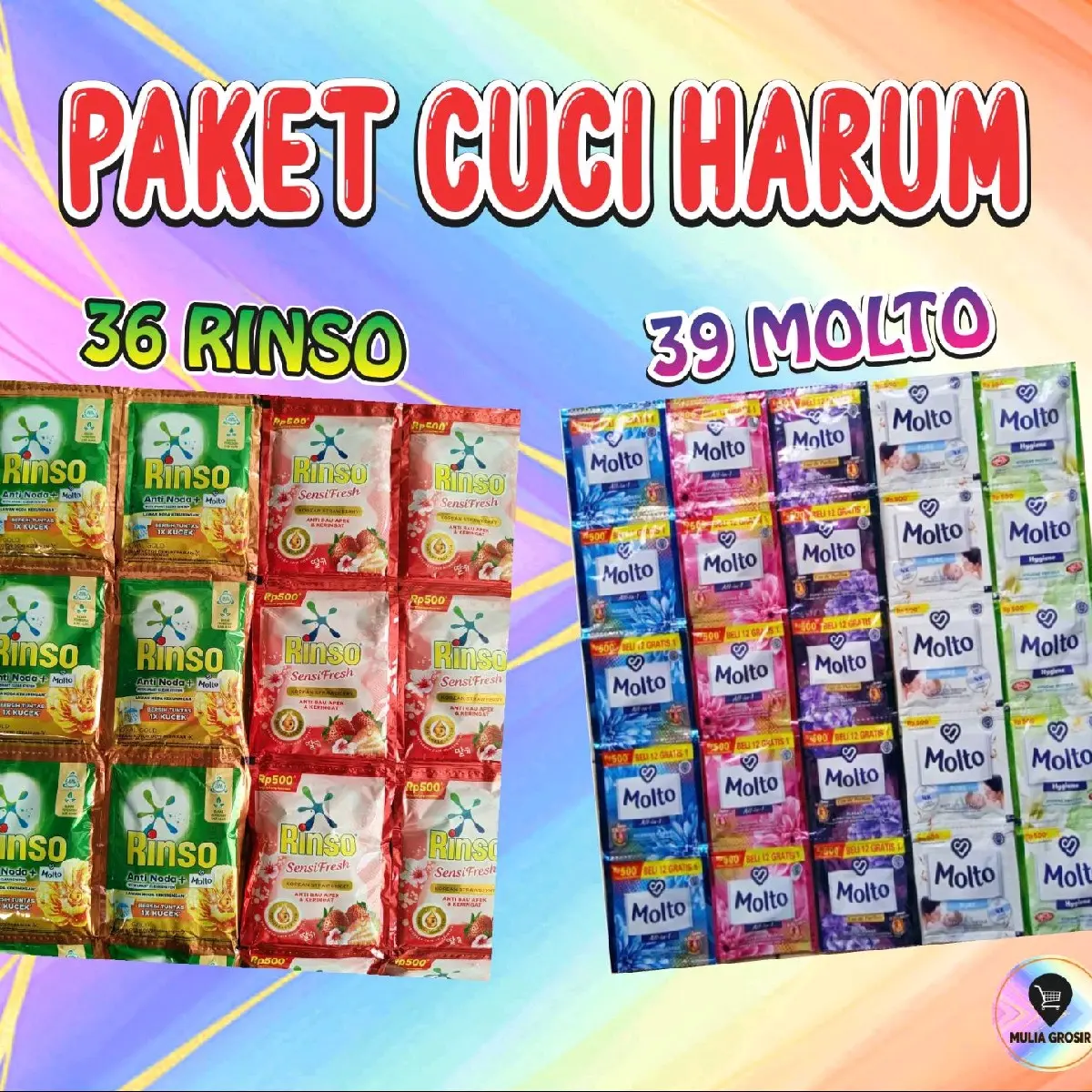 PAKET PROMO 75PCS 36PCS RINSO CAIR DAN 39PCS MOLTO