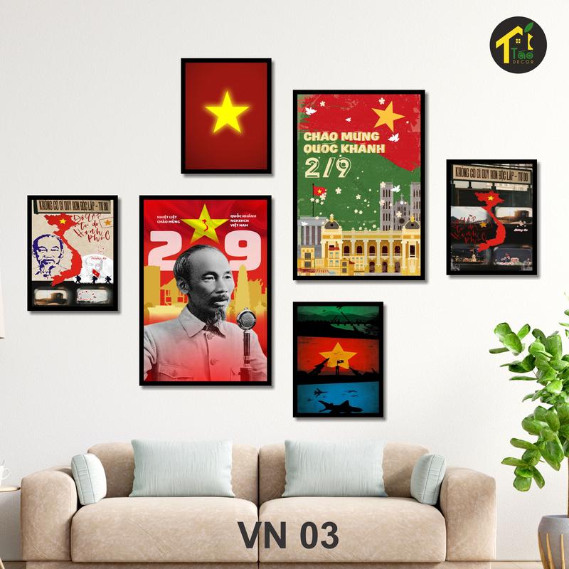 Set 6 tranh trang trí 2 tháng 9 tranh formex trang trí cơ quan trường học nhà cửa quán nước kèm sẵn keo dán tranh dày 5mm chống nước dễ vệ sinh Táo Decor 