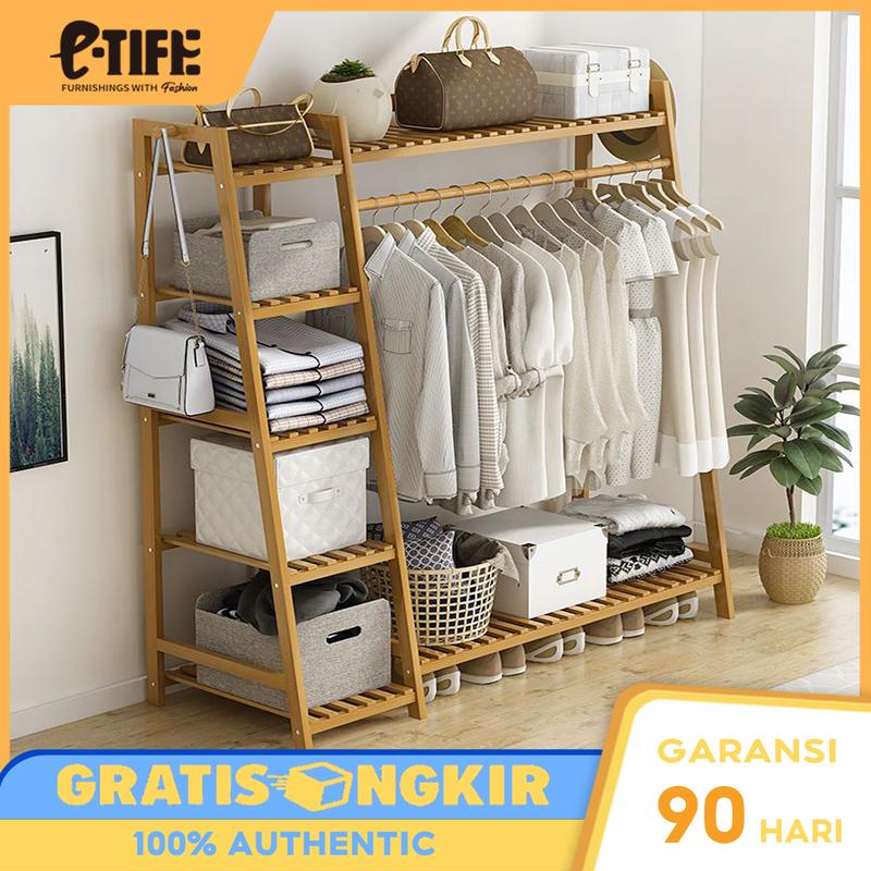 E-TIFE Rak Gantungan Baju / Rak Baju / Rak Pakaian / Gantungan Baju Berdiri / Rak Baju Celana / Rak Susun 0