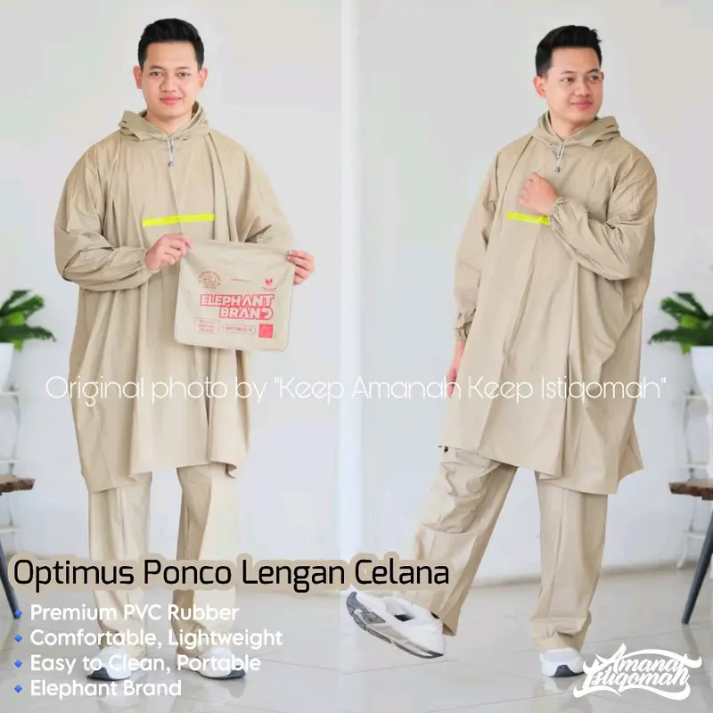Elephant brand Optimus R Jas Hujan Ponco Lengan Celana Dewasa Pria Wanita Ukuran Jumbo Anti air bahan Pvc 2
