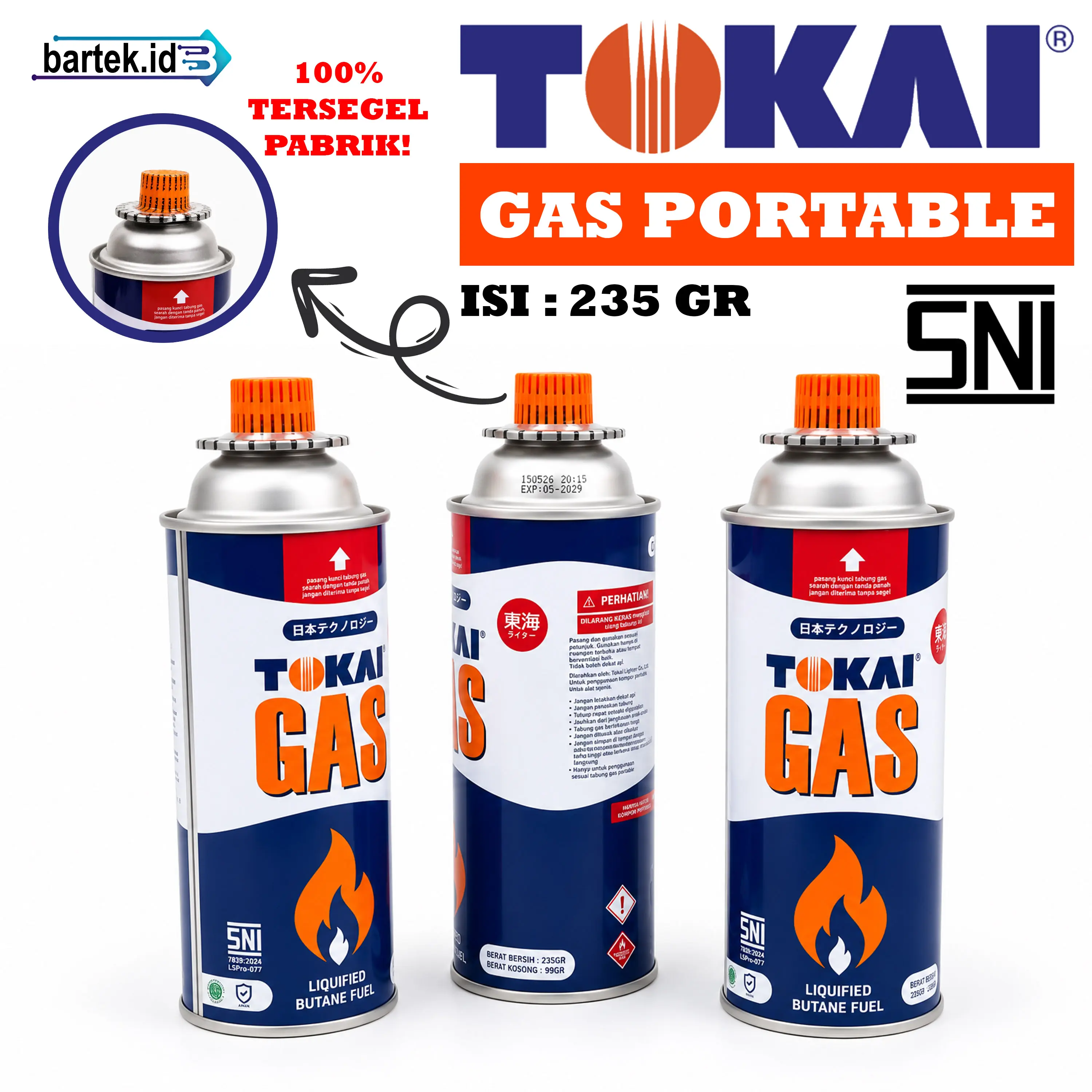 Gas Portable Tokai 235 Gram 100% Baru & Tersegel Pabrik