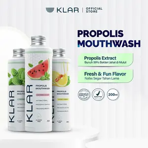 KLAR Mouthwash Propolis 200ml | Obat Kumur Antiseptik Bebas Alkohol & Cegah Plak | Membunuh Bakteri 99% Pada Mulut