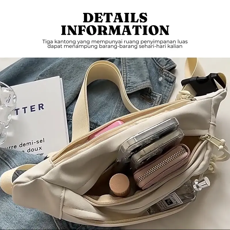 Tas Pinggang Fashion Wanita Trendy / Tas Wanita Bahan Nylon Waterproof / Tas Pinggang Wanita Kekinian Waistbag 5