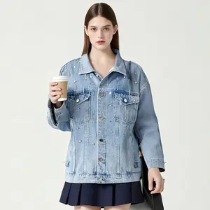 [Anniversary Picks] [READY STOCK] GIRL POWER Jaket Denim Wanita Jaket Jeans Wanita Oversize Lengan Panjang Biru Blazer Outer Cewek 5240401 Crop Atasan - MEIN Premium