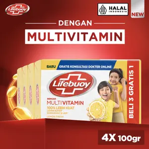 Lifebuoy Sabun Batang Antiseptik Lemon Fresh 4X110G