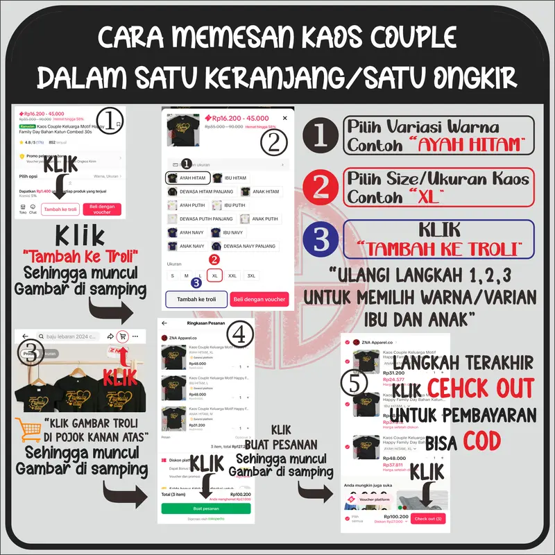 Kaos Couple Keluarga Suami Istri Anak | Baju Atasan Pasangan Ayah Ibu Anak Bahan Katun Combed 30s 1
