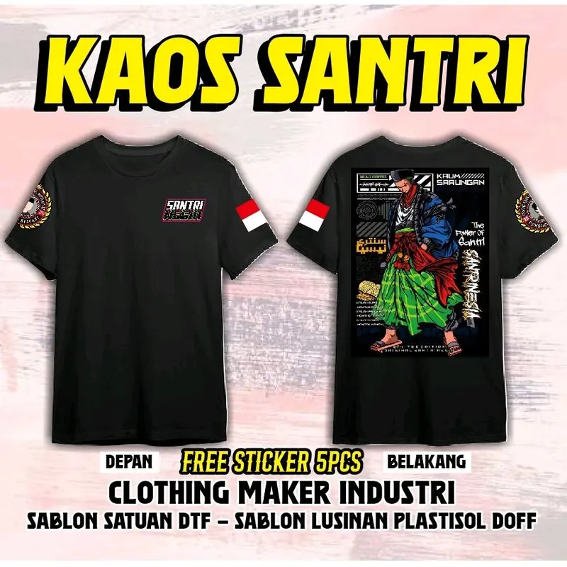 READY STOK ,KAOS SANTRI FREE STIKER,KAOS DAKWAH,KAOS PEJUANG SYAFAAT,KAOS KAUM SARUNGAN,KAOS KAUM,SABLON KAOS SATUAN,KAOS CUSTOM 4