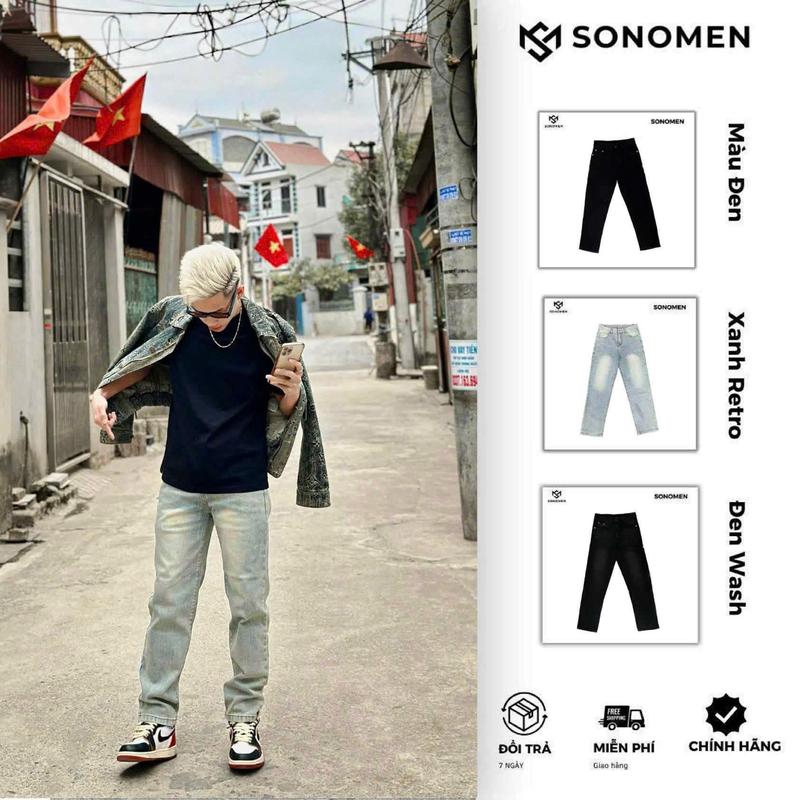 LIVE ĐỘC QUYỀN SONOMEN - Quần Jean Nam Ống Đứng 3 màu Chất Liệu Jean demin Cao Cấp - Sơn Tóc Bạc