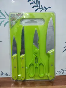 Pisau Set 4 Pcs + Talenan Hijau