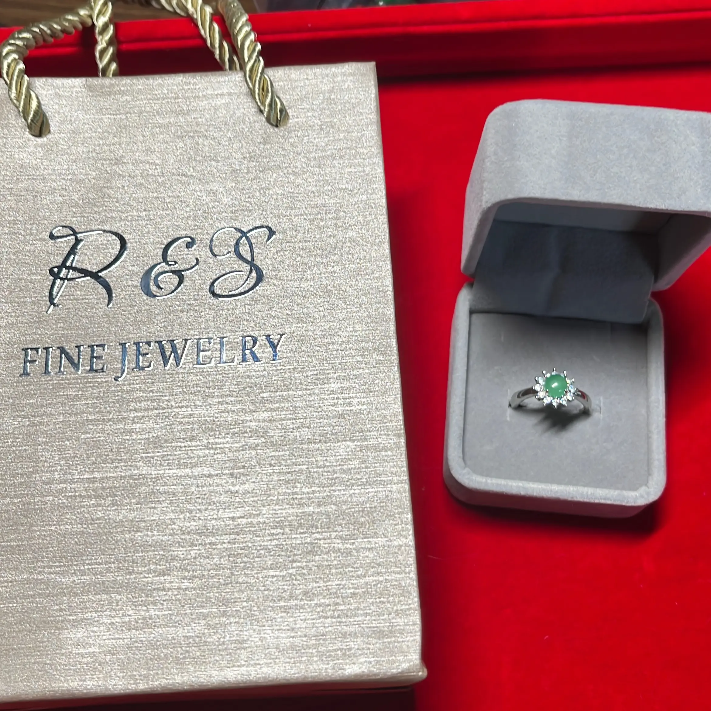 250. R&S jade ring adjustable 925 silver