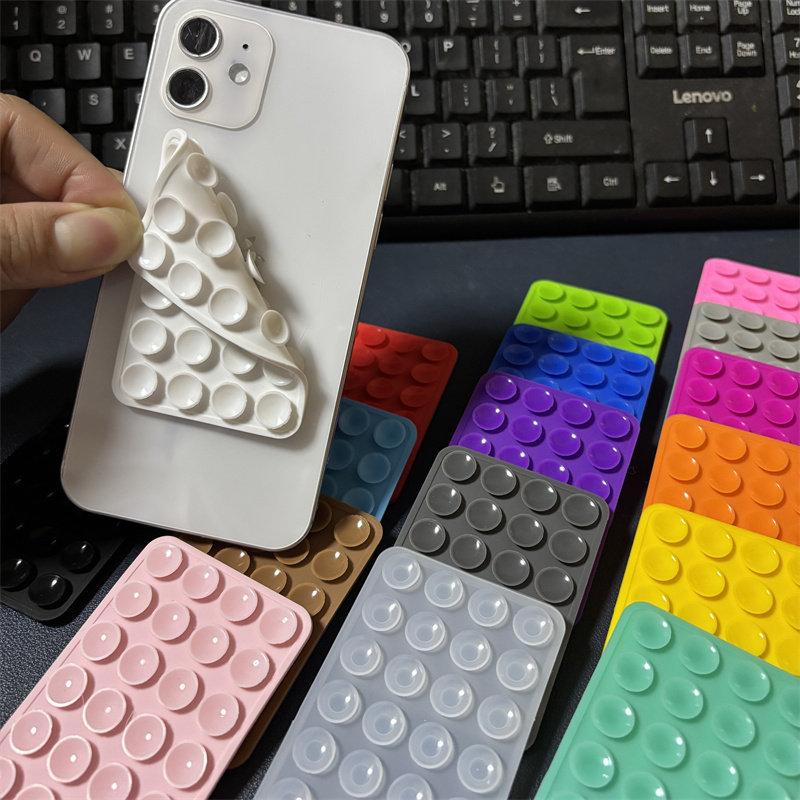 Miếng dán silicon hai mặt cho điện thoại, siêu dính, chống trượt, cố định gương nhà tắm, dán vào tường, tiện selfie, đa năng, đế giữ siêu bám, không để lại dấu vết