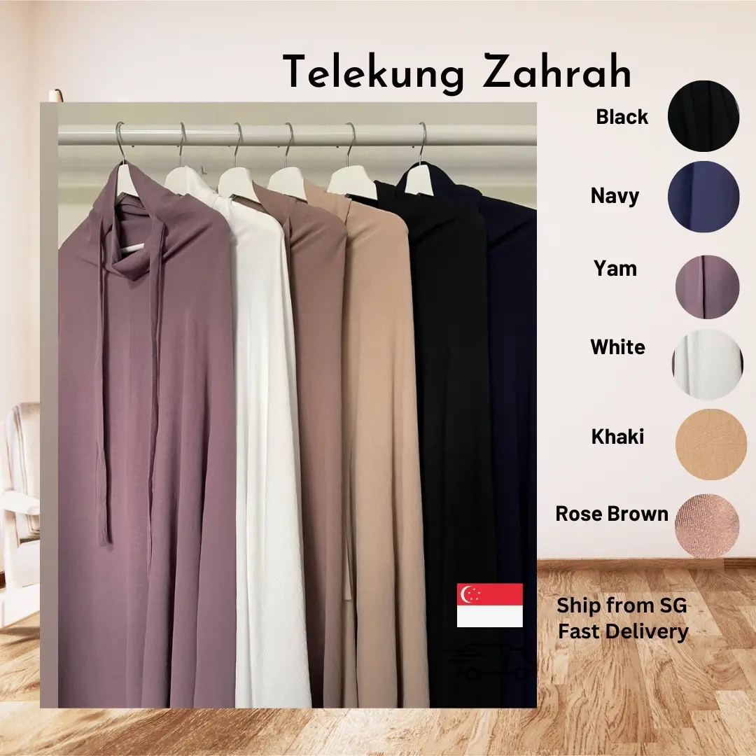 Telekung Zahrah with a Bag Premium Crinkle Material Plain