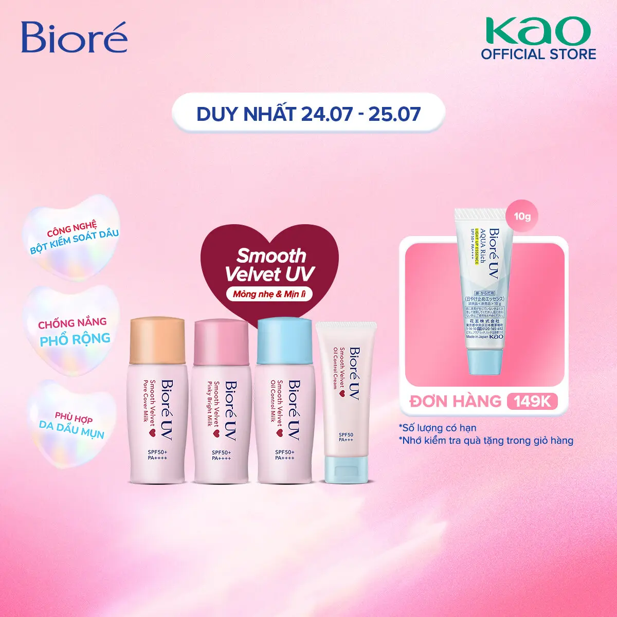 Biore Sữa Chống Nắng Màng Nhung Biore UV SPF50+/PA++++ 30ml