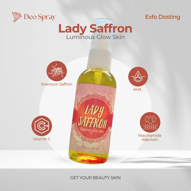 Lady Saffron Deodorant Deo Spray Dosting Antiperspirant Penghilang Bau Badan Pencerah MemutihkanKetiak Hitam Tanpa Meninggalkan Noda Kuning Alpha Arbutin Extract Niacinamide Acid deospray tawas buat ketiak 1
