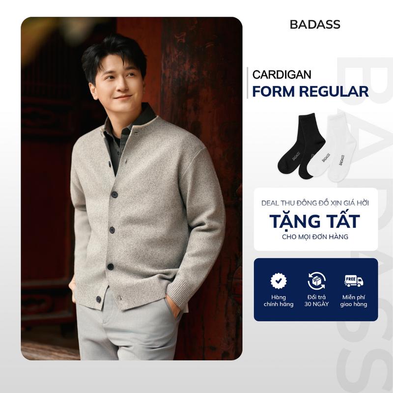 Áo cardigan nam BADASS mềm nhẹ, ấm áp không dễ xù lông form regular trẻ trung dễ phối đa phong cách - CARTK602